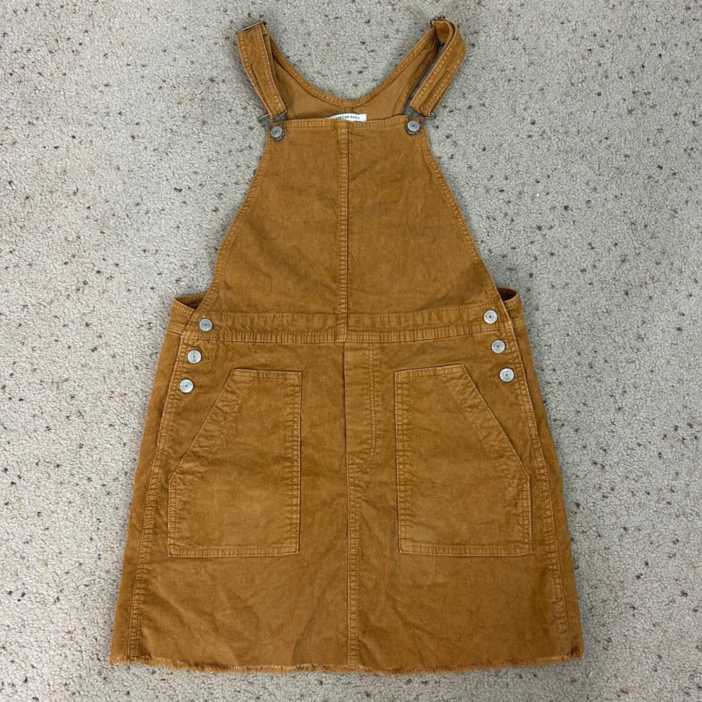American Eagle Overall Dress Tan Brown Corduroy Fall Size Medium Women's